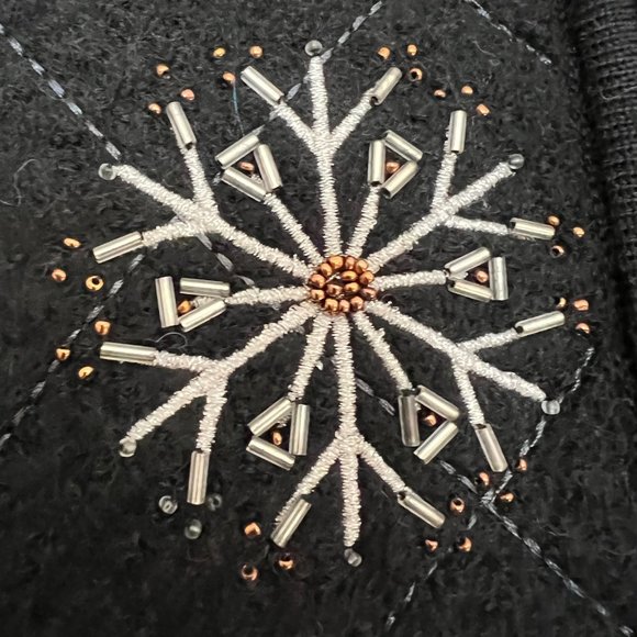 🎉HP🎉 Herman Geist Hand Beaded Snowflake Wool Jacket - Picture 10 of 11
